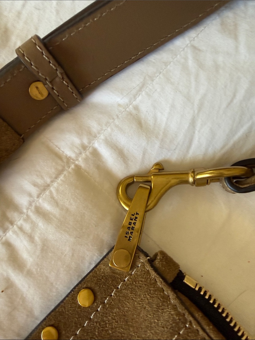 Isabel Marant Tan Suede Studded Saddle Shoulder Bag - Picture 6 of 8